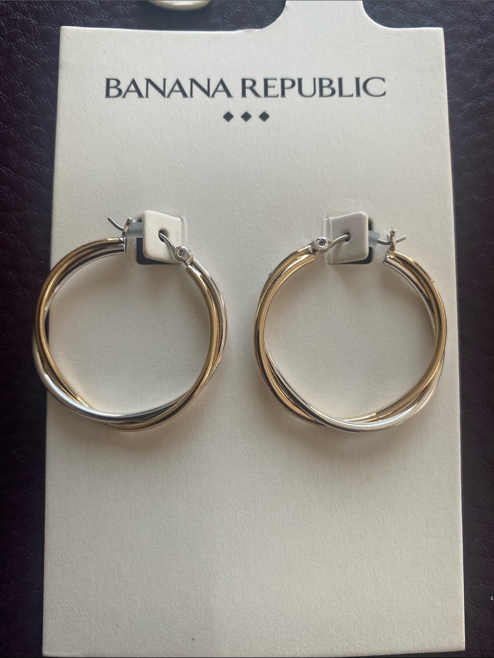 Banana Republic Two-Tone Intertwined Hoop Earrings - Silver & Gold NWT